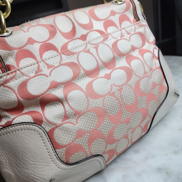 Coach Pink Signature Turnlock Shoulder Bag